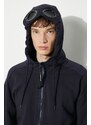 Bavlněná mikina C.P. Company Diagonal Raised Fleece Goggle pánská, tmavomodrá barva, s kapucí, hladká, 16CMSS082A005086W