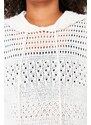 Trendyol Curve Cream Openwork Hooded Knitwear Blouse