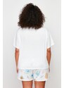 Trendyol Curve Ecru Printed Knitted Pajamas Set