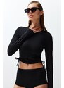 Trendyol Black Swim Long Sleeve Quick Dry Bikini Top