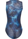 Trendyol Navy Blue Double Breasted Neck Tulle Flexible Snaps Knitted Bodysuit
