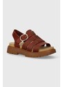 Kožené sandály Timberland Clairemont Way dámské, červená barva, na platformě, TB0A5ZKZEQ81