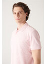 Avva Men's Light Pink 100% Egyptian Cotton Regular Fit 3 Button Polo Collar T-shirt