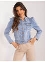RE-Dress Jeans SVĚTLE MODRÁ DŽÍNOVÁ BUNDA S NABÍRÁNÍM NA RAMENOU -LIGHT BLUE Denim vzor