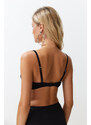 Trendyol Black Balconette Push Up Textured Bikini Top