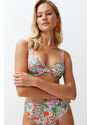 Trendyol Floral Patterned Balcony Push Up Bikini Top