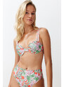 Trendyol Floral Patterned Balcony Push Up Bikini Top