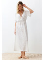 Trendyol Bridal Ecru Maxi Knitted Slit Beach Dress