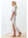 Trendyol Bridal Ecru Maxi Knitted Slit Beach Dress