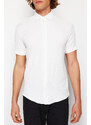 Trendyol White Regular Fit Short Sleeve Summer Textured Knitted Shirt