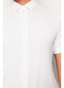 Trendyol White Regular Fit Short Sleeve Summer Textured Knitted Shirt