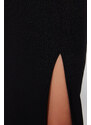 Trendyol Black Fitted/Body-Sitting Slit Square Collar Flexible Knitted Midi Dress