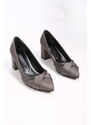Shoeberry Women's Cami Platinum Satin Stones Heeled Shoes