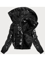S'WEST Krátká černá lesklá dámská bunda (B9572)