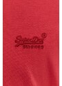 Bavlněné tričko Superdry červená barva, s aplikací