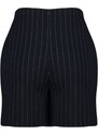 Trendyol Navy Blue Striped Mini High Waist Knitted Shorts Skirt
