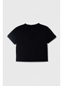 Bavlněné dětské tričko Emporio Armani černá barva, s potiskem