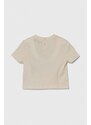 Bavlněné dětské tričko Emporio Armani béžová barva, s potiskem