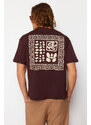 Trendyol Brown Relaxed Cut Back Patch Detail Printed 100% Cotton T-shirt