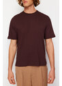 Trendyol Brown Relaxed Cut Back Patch Detail Printed 100% Cotton T-shirt