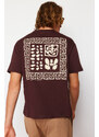 Trendyol Brown Relaxed Cut Back Patch Detail Printed 100% Cotton T-shirt