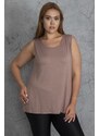 Şans Women's Mink Plus Size Sleeveless Viscose Blouse