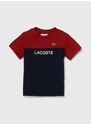 Dětské bavlněné tričko Lacoste tmavomodrá barva