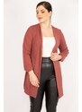 Şans Women's Dried Rose Large Size Ornamental Zipper Pocket Unlined Jacket