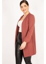 Şans Women's Dried Rose Large Size Ornamental Zipper Pocket Unlined Jacket