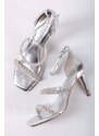 Tamaris Stříbrné společenské sandály na tenkém podpatku 1-28035