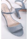 Tamaris Světle modré semišové sandály na tenkém podpatku 1-28028