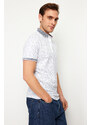 Trendyol White Regular/Regular Fit Patterned Polo Neck T-shirt