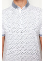 Trendyol White Regular/Regular Fit Patterned Polo Neck T-shirt