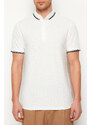 Trendyol White Regular/Normal Fit Color Block Textured Polo Neck T-shirt