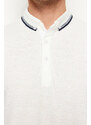 Trendyol White Regular/Normal Fit Color Block Textured Polo Neck T-shirt