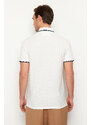 Trendyol White Regular/Normal Fit Color Block Textured Polo Neck T-shirt