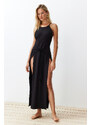 Trendyol Black Maxi Knitted Tie Beach Dress