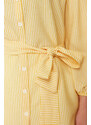 Trendyol Yellow Striped Belted Balloon Back of the Sleeves Long Woven Shirt