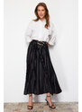 Trendyol Black Pleated Woven Skirt