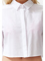 Trendyol Bridal White Woven Back Low-cut Linen Look Shirt