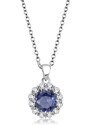 US Rhodiovaný dámský náhrdelník s kamenem a krystaly z mosazi - Sabrina