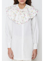 Trendyol Ecru Large Embroidered Baby Collar Cotton Woven Shirt