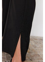 Trendyol Černé rozparky s vysokým pasem Detailní kapsové tkané kalhoty
