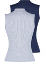 Trendyol Navy Blue-Grey Melange 2-Pack Fitted Ribbed Stretch Knit Blouse