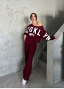 Laluvia Burgundy Brooklyn 1970 Printed Tracksuit Set