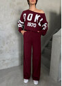 Laluvia Burgundy Brooklyn 1970 Printed Tracksuit Set