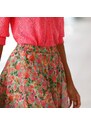 Blancheporte Rozšířená krátká sukně s potiskem květin zelená/růžová 50