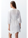 Trendyol Bridal White Satin Lace and Tie Detailed Woven Dressing Gown