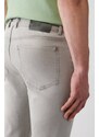 Avva Men's Light Gray Worn Washed Flexible Slim Fit Slim Fit Jeans