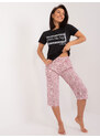 Fashionhunters Černé dámské bavlněné pyžamo